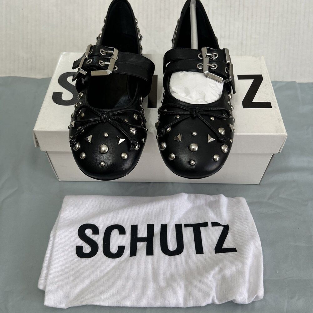 Schutz Women's Sarita Ballet Flats - Black New In Box Sz 7
